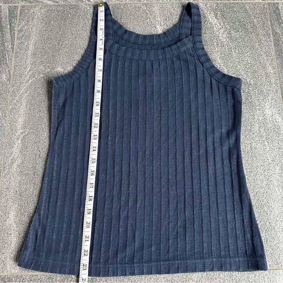 NWT Chaser Wide Rib High Neck Racerback Soft Stretchy Poor Boy Tank Top Blue S - Picture 7 of 8